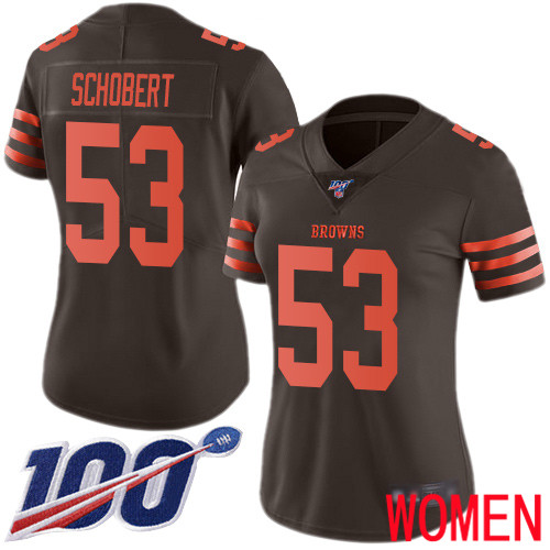 Cleveland Browns Joe Schobert Women Brown Limited Jersey 53 NFL Football 100th Season Rush Vapor Untouchable